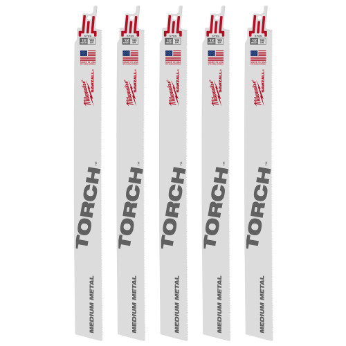 12" 18 TPI TORCH SAWZALL Blade, Medium Metal (5 PK) | MET48-00-5789CAN
