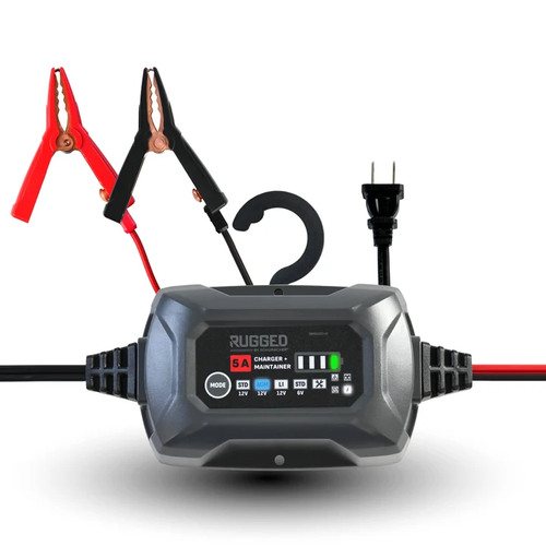 RUGGED 5A Car Battery Charger and Maintainer, 3-in-1 Solution, 6V/12V | 88SSC1682