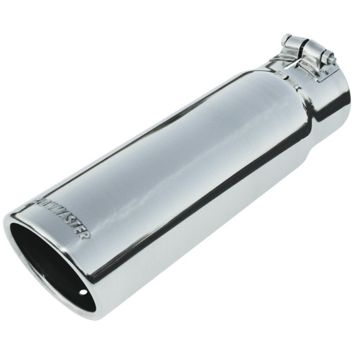 Exhaust Tip - 3.50 in. Rolled Angle Polished SS Fits 3.00 in. Tubing - clamp on | 37A15363