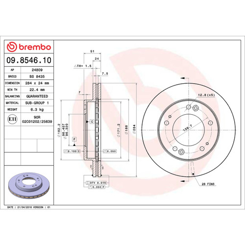 Premium Vented Front Brake Rotor | BBB09.8546.10
