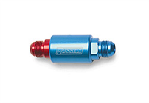 3-1/4" Length, 8AN Male In/Out Fuel Filter With Red/Blue Finish | RUS650100