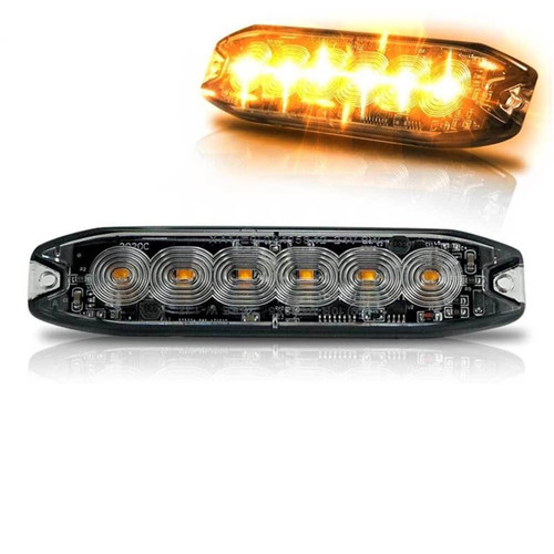 LED Amber Marker Light, 5.1" x 1.2", 6 LED, SAE Class 1, 19 Flash Patterns, Surface Mount | BRIS19SM6A