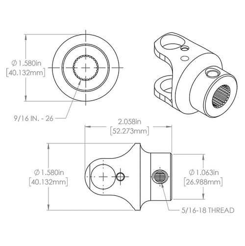 Universal Billet-Joint : 3/4 X 9/16 -26 | FLAFR1701