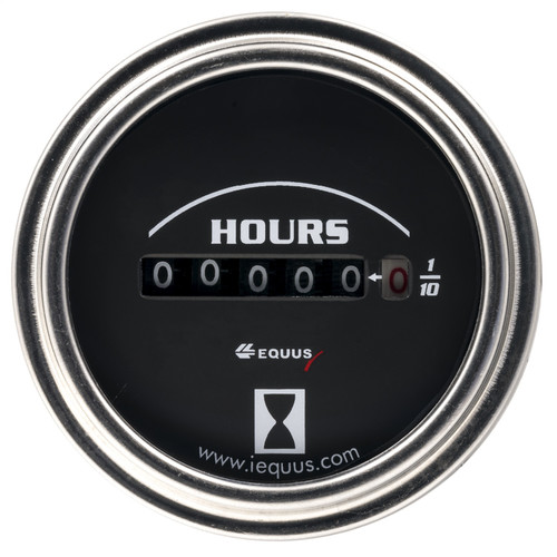 Gauge Hourmeter, 2", 10K Hours, Elec, Black Dial, Chrome Bezel, 7000 Series | EQG7210
