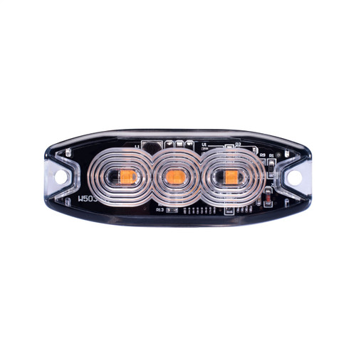 LED Amber Marker Light, 3.2" x 1.2", 3 LED, SAE Class 1, 19 Flash Patterns, Surface Mount | BRIS19SM3A