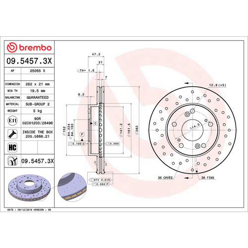 Premium UV Coated Xtra Cross Drilled Front Brake Rotor | BBB09.5457.3X