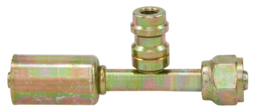 Straight Female O-Ring Long Pilot with R134a Service Port, Steel, Standard Diameter Beadlock A/C Fitting | 4SE14966