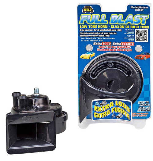 FULL BLAST- Extra Loud Low Tone, Universal  Replacement horn 2 Terminal | WOL380-2T