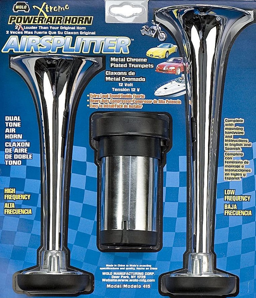 AIRSPLITTER-Two(2)Durable Metal Chrome Plated Horns with Heavy Duty Compressor Air Powered. | WOL415