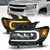 LED Projector Headlight, Full LED, Clear Lens, Black Housing, w/Light Bar Sequential And Initiation Feature, Pair | ANZ111615