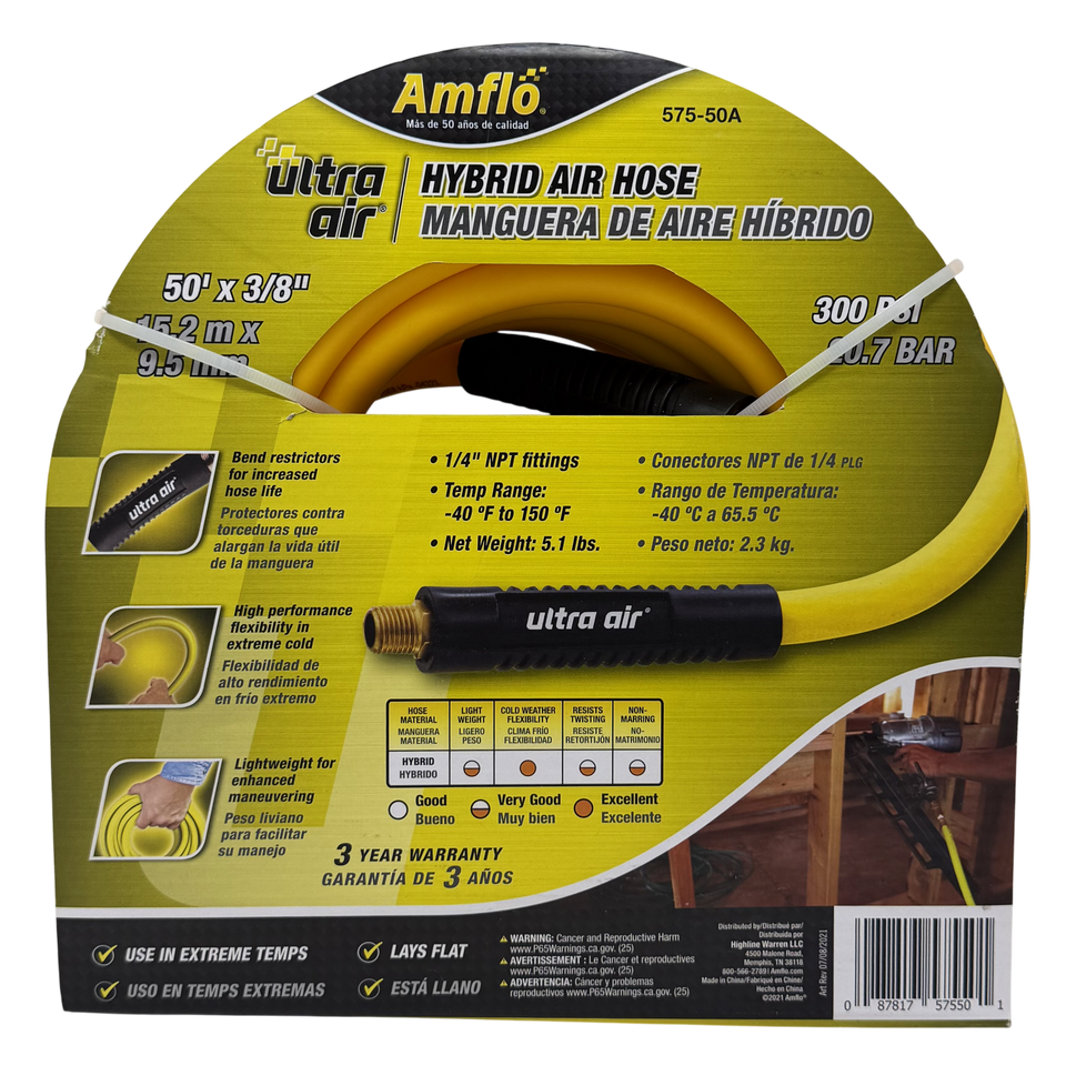 Tru Flate Hybrid Air Compressor Hose 3/8 quot x 50 #39 300PSI 1