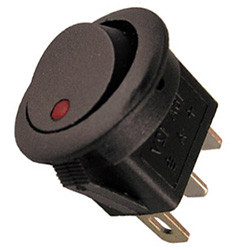 Pico 10A 12V On-Off Round Rocker with LED Switch - Red
