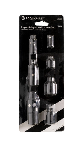 Tool Valley Impact Adapter & U-Joint St-7pc Pro Tool - Black