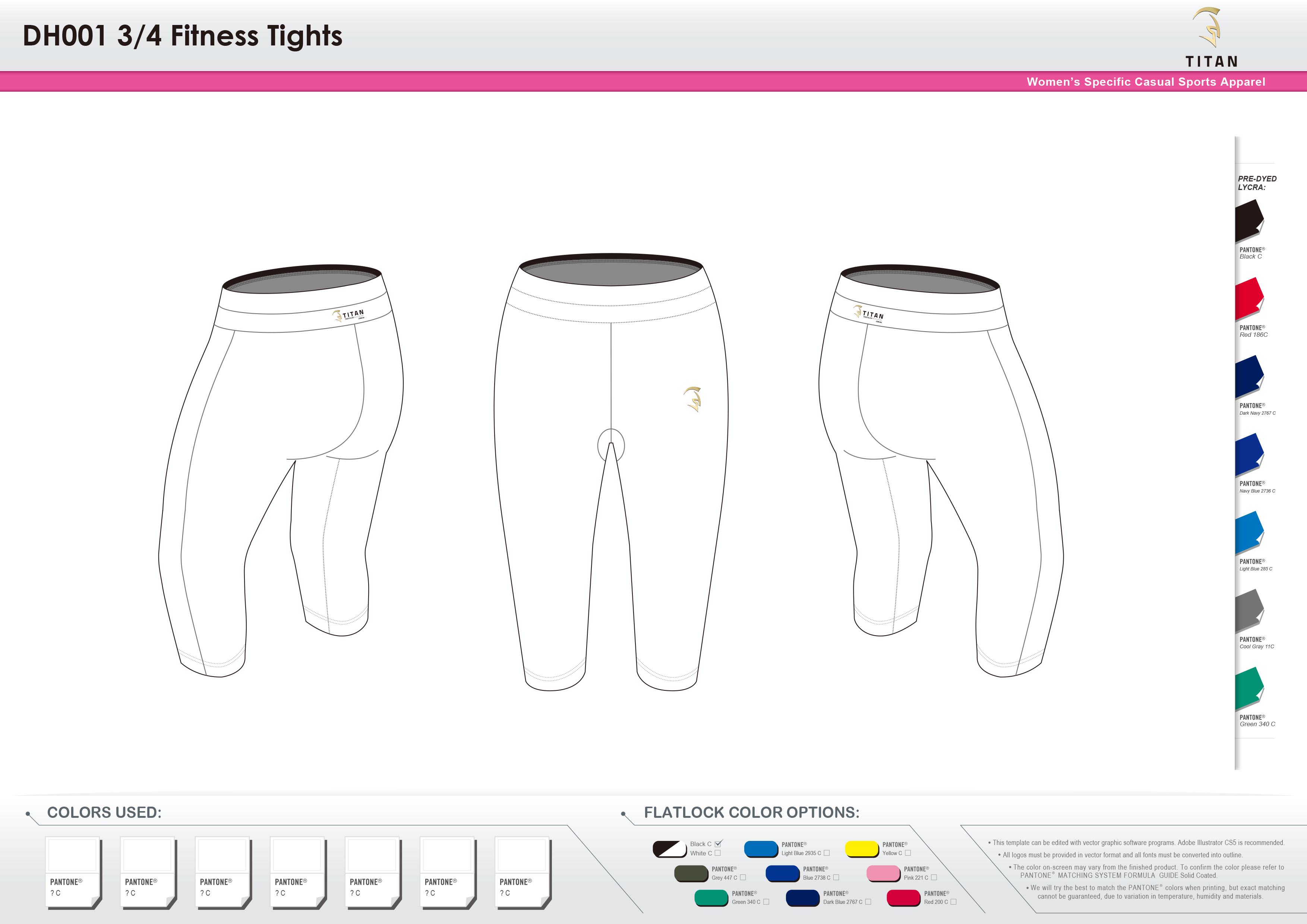 DH001 Women's 34 Fitness Tights