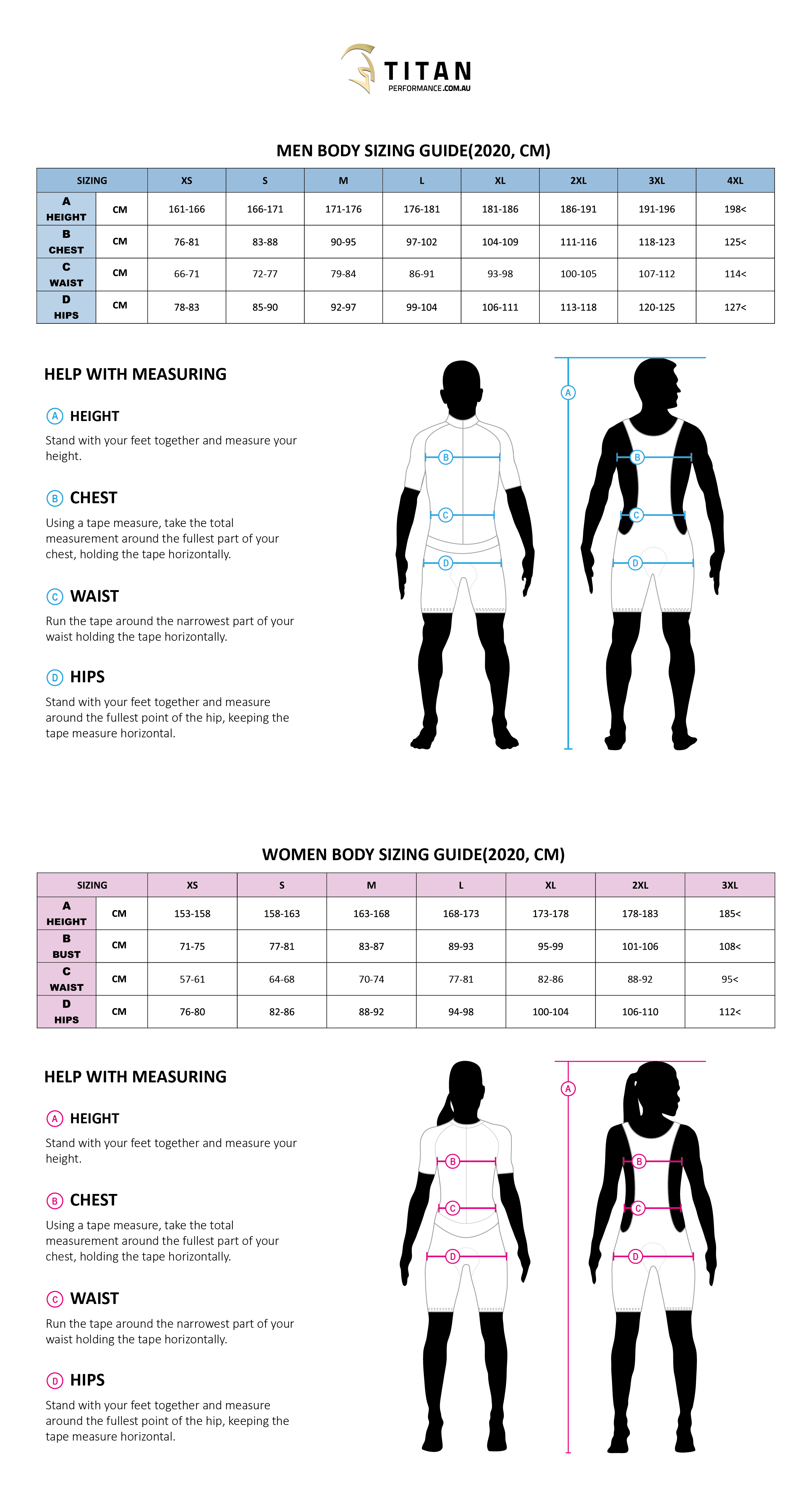 TITAN Performance Apparel - 2020 Sizing Chart
