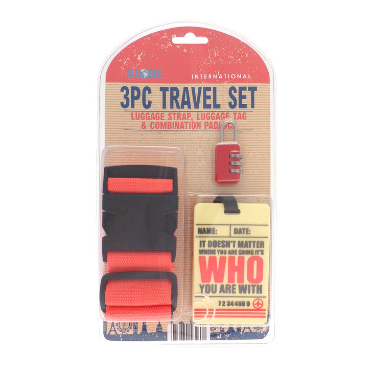 Globetrek Luggage Strap and Tag Set Red