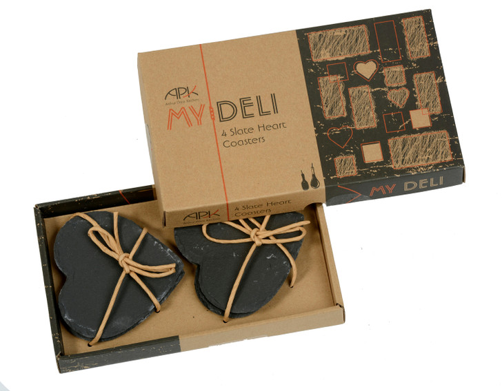 Arthur Price My Deli Slate Heart Shape Coasters Set of 4