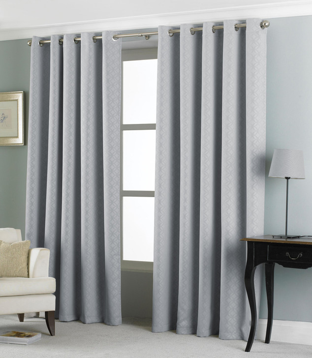 Country Club Eden Jacquard Curtains 90 x 90 Silver