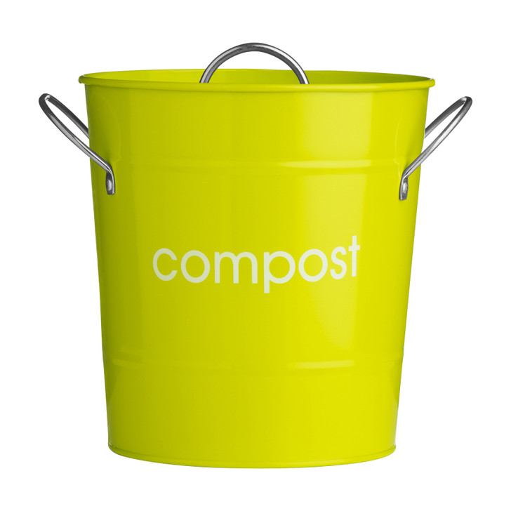 Premier Housewares Metal Compost Bin with Plastic Liner Lime Green