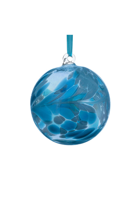 Sienna Glass 10cm Birthstone Ball December Turquoise