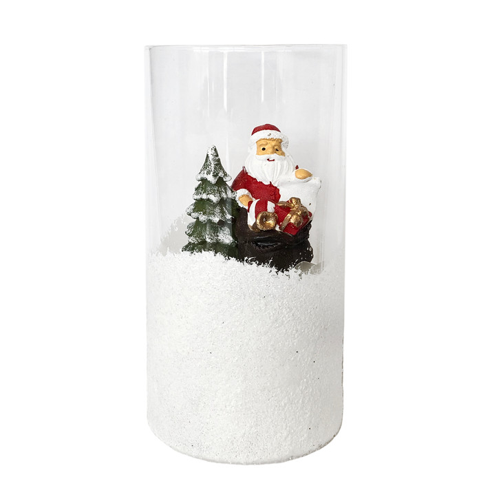 Straits LED Xmas Glass Cylinder Santa