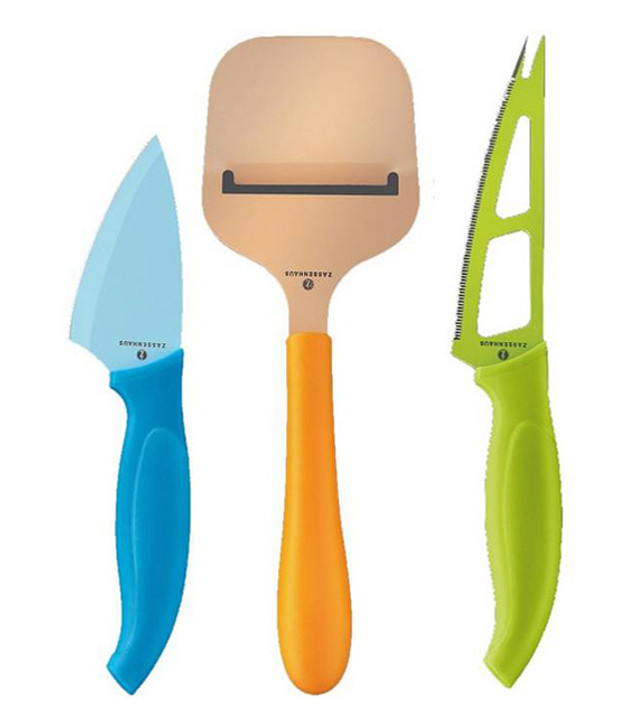 Zassenhaus Set of 3 Easy Cut Coloured Cheese Knives