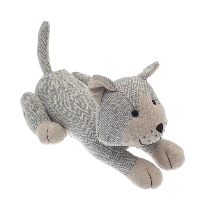 Country Club Door Stop Grey Crouched Cat