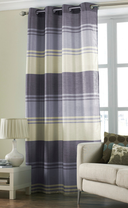 Country Club Stripe Ring Top Curtain Panel Purple