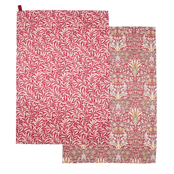 Morris and Co Snakeshead Set of 2 Tea Towels Claret