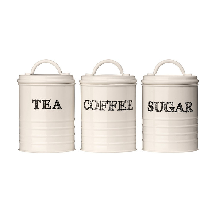 Sketch Cream Set of 3 Tea Coffee Sugar Canisters