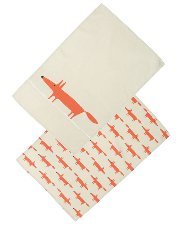 Scion Living Mr Fox Set of 2 Tea Towels Stone