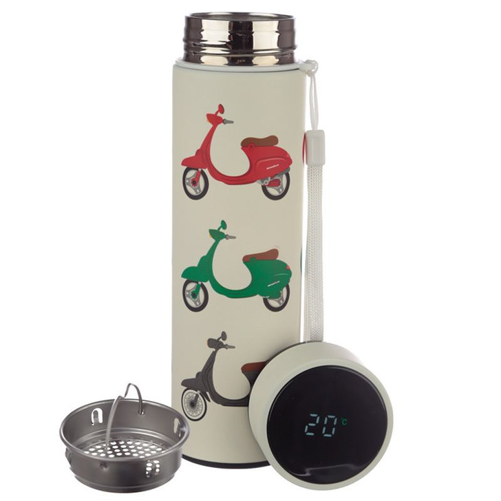 Puckator Scooter Stainless Steel Insulated Bottle With Digital Thermometer