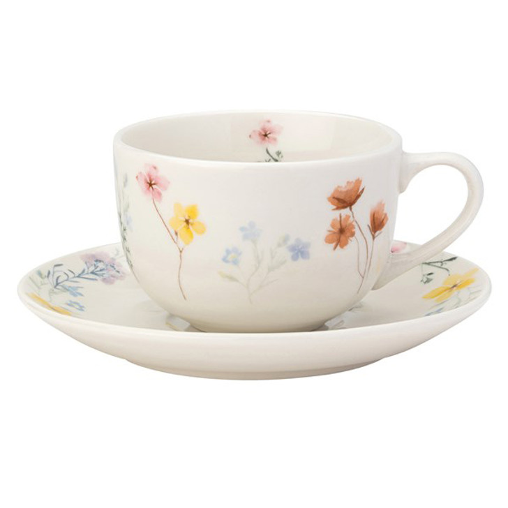 English Tableware Co. Pressed Flowers Cup and Saucer