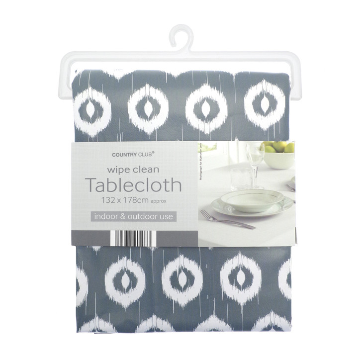 Country Club PVC Tablecloth Ikat Grey