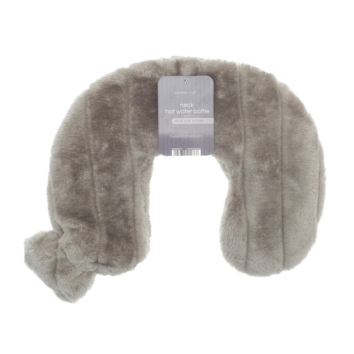 Country Club Faux Fur Neck Hot Water Bottle Taupe