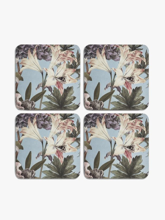 Kew Bee Floral Square Cork backed Coasters Set of 4