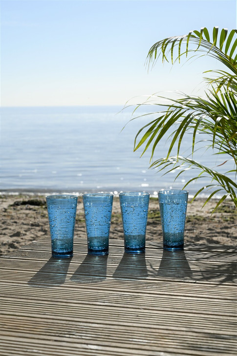 Linear Plastic Hi Ball Glasses Blue Set of 4