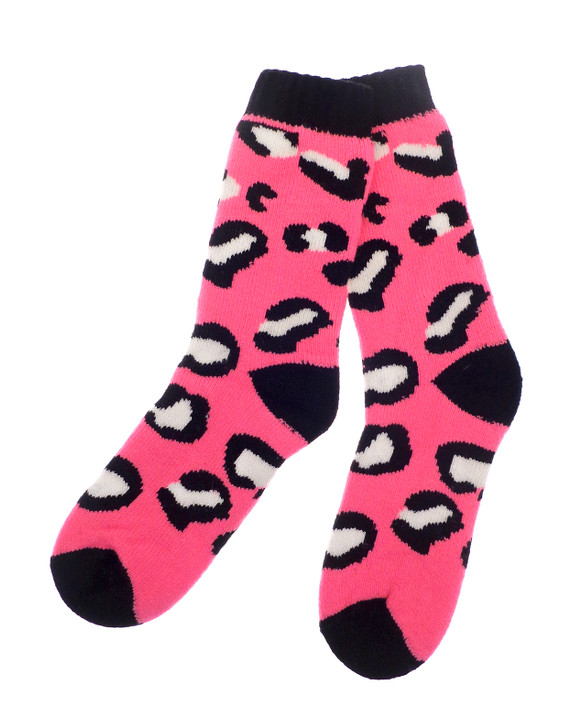 Country Club Ladies Heat Controlled Socks Pink Leopard