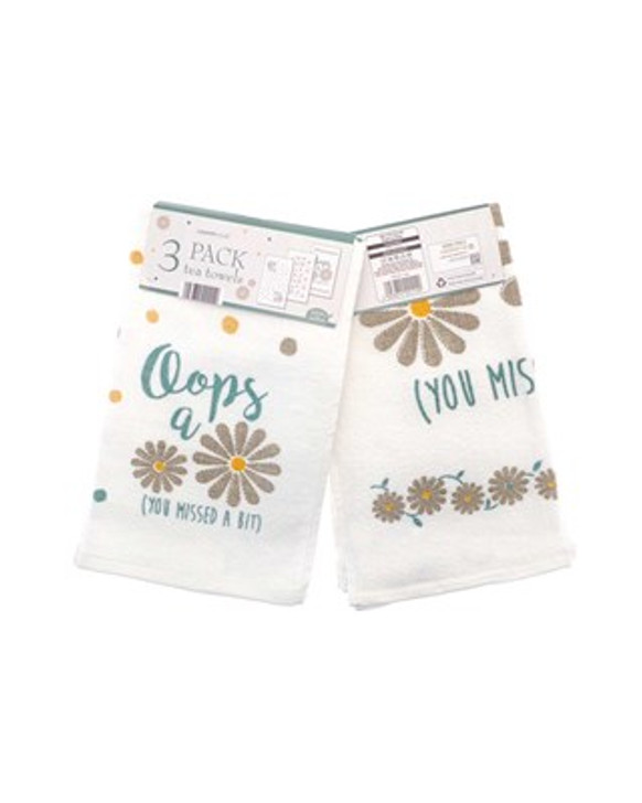 Country Club 3 Pack Tea Towels Oops A Daisy