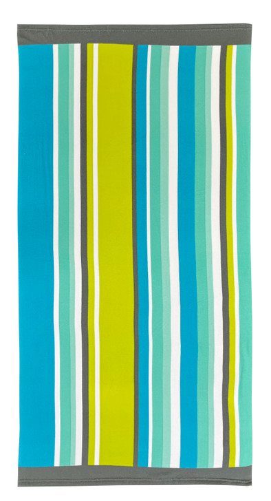 Microfibre Printed Beach Towel Stripes 70x140cm Blue and Green