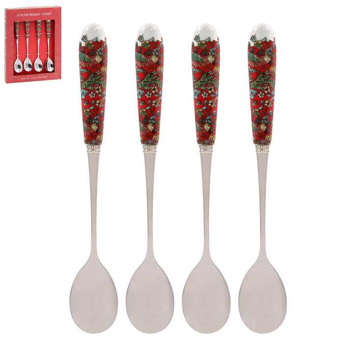 William Morris Strawberry Thief Spoons Set of 4 Red