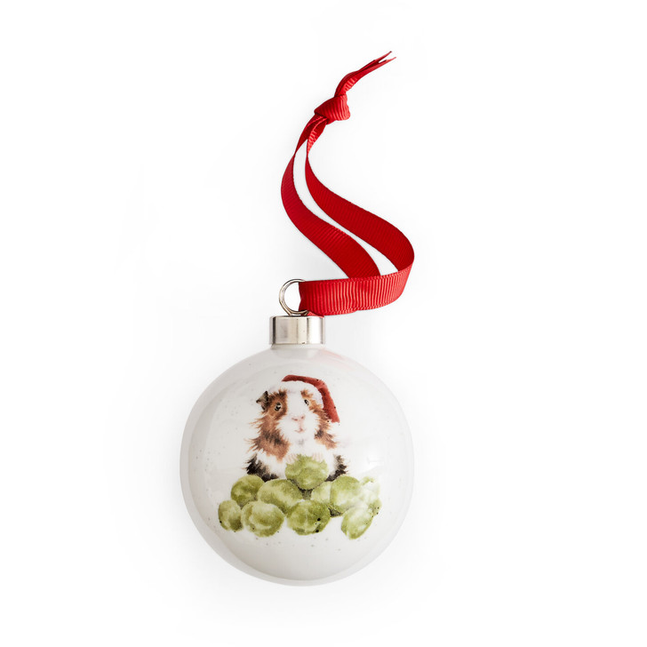 Royal Worcester Wrendale Designs Sprouts Christmas Bauble Guinea Pig Brussels Sprout Cute