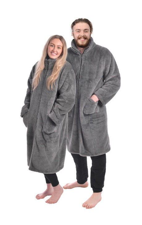 Country Club Eskimo Luxury Faux Fur Gown Grey