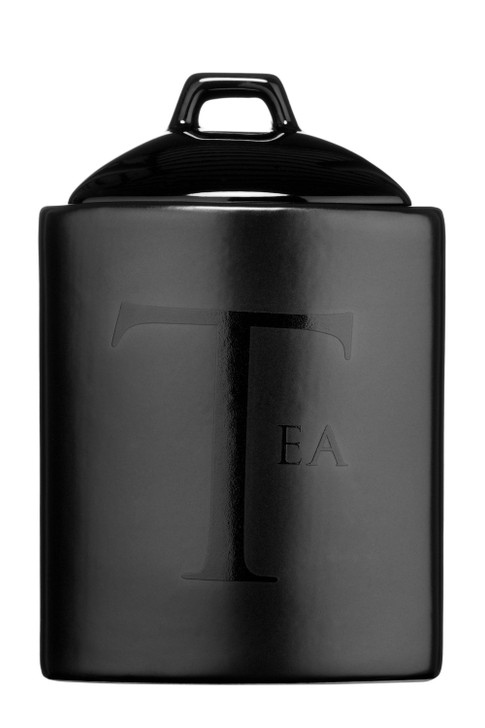 Premier Housewares Black Ceramic Text Tea Storage Jar