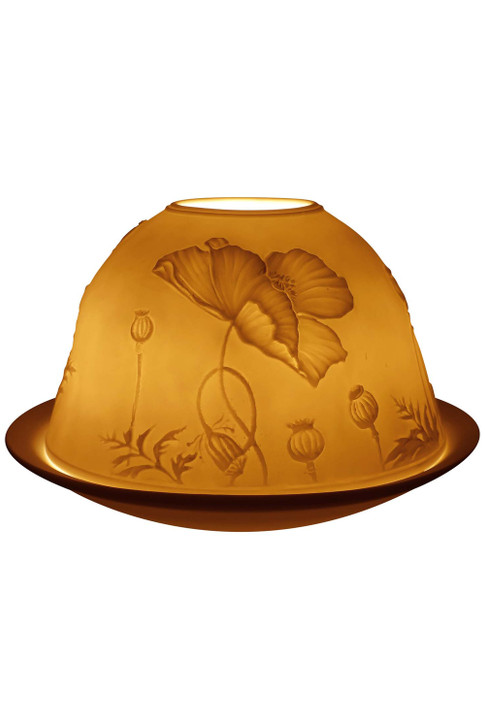 Light-Glow Poppies Lithophane Dome Tealight Candle Holder