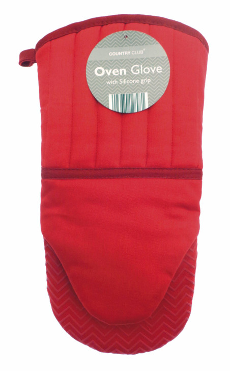 Country Club Chevron Silicone Grip Oven Glove Red