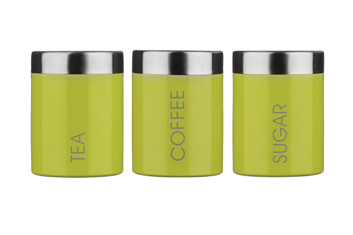 Premier Housewares Tea Coffee and Sugar Canisters Lime Green