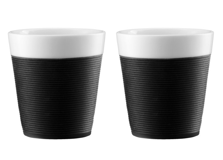 Bodum Bistro 0.17L Porcelain Mugs with Silicone Sleeve Black