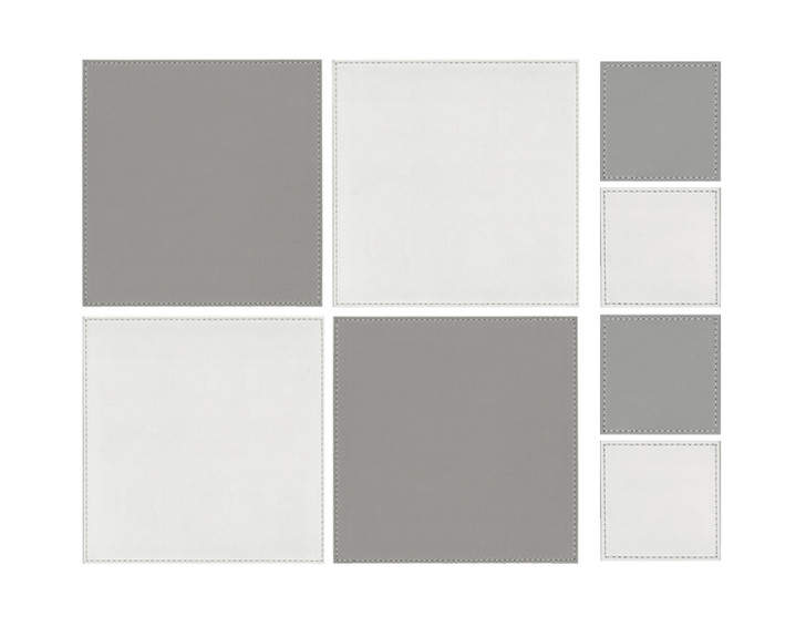 iStyle Square Reversible White and Grey Placemats and Coasters Set of 4