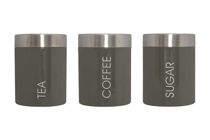 Premier Housewares Liberty Tea Coffee and Sugar Canisters Grey